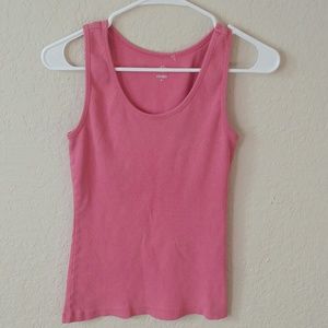 Pink tank top.